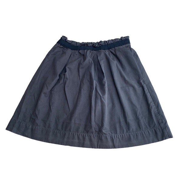 J Crew Women 00 Paperbag Waist Mini Skirt With Pockets Charcoal Gray 100% Cotton - Picture 4 of 8